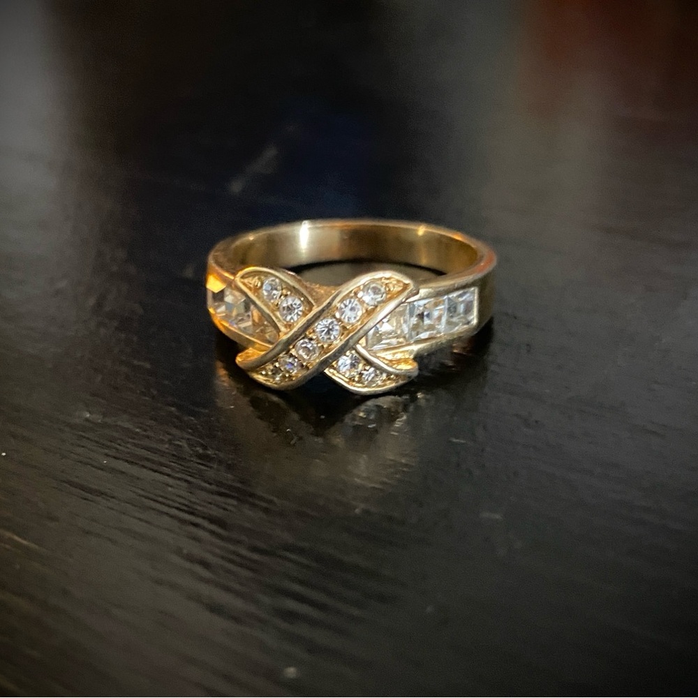 Gold Plated White Zircon Ring